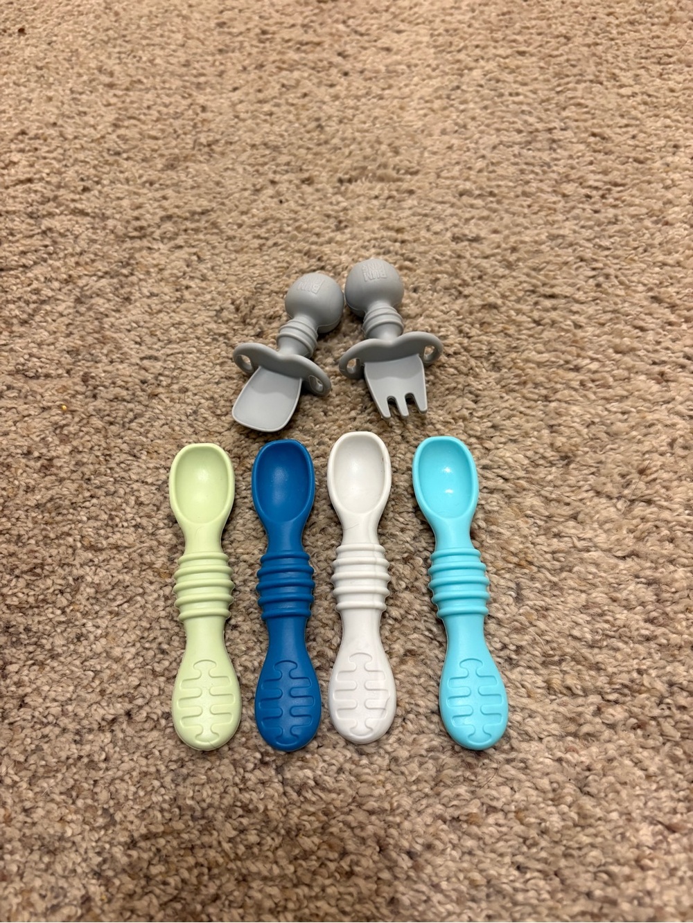 Bumkins Chewtensils Silicone BPA-Free Multicolor Baby Fork & Spoon Set